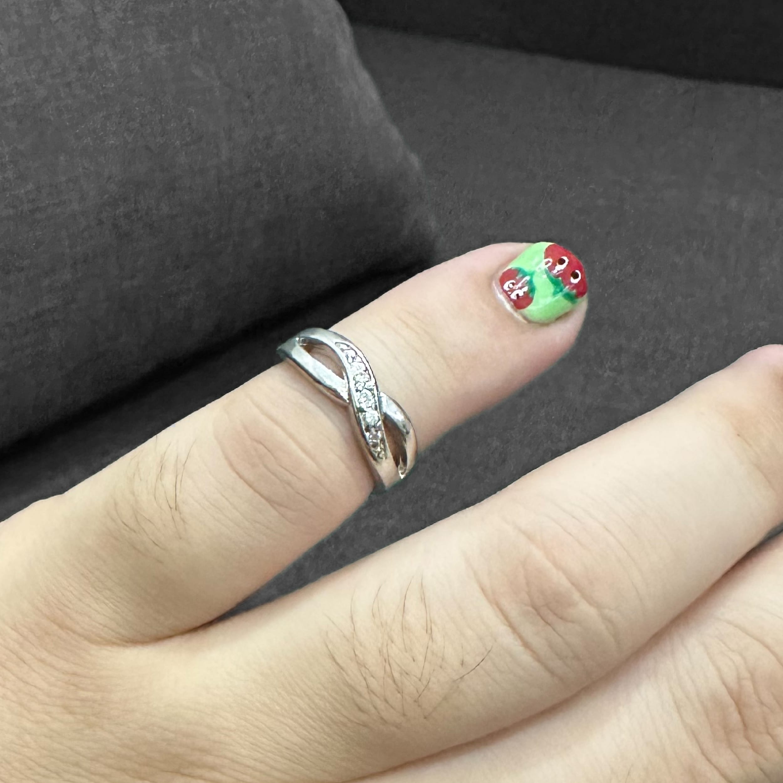 แหวนเงิน Infinite เพชรแถวด้านเดียว 01