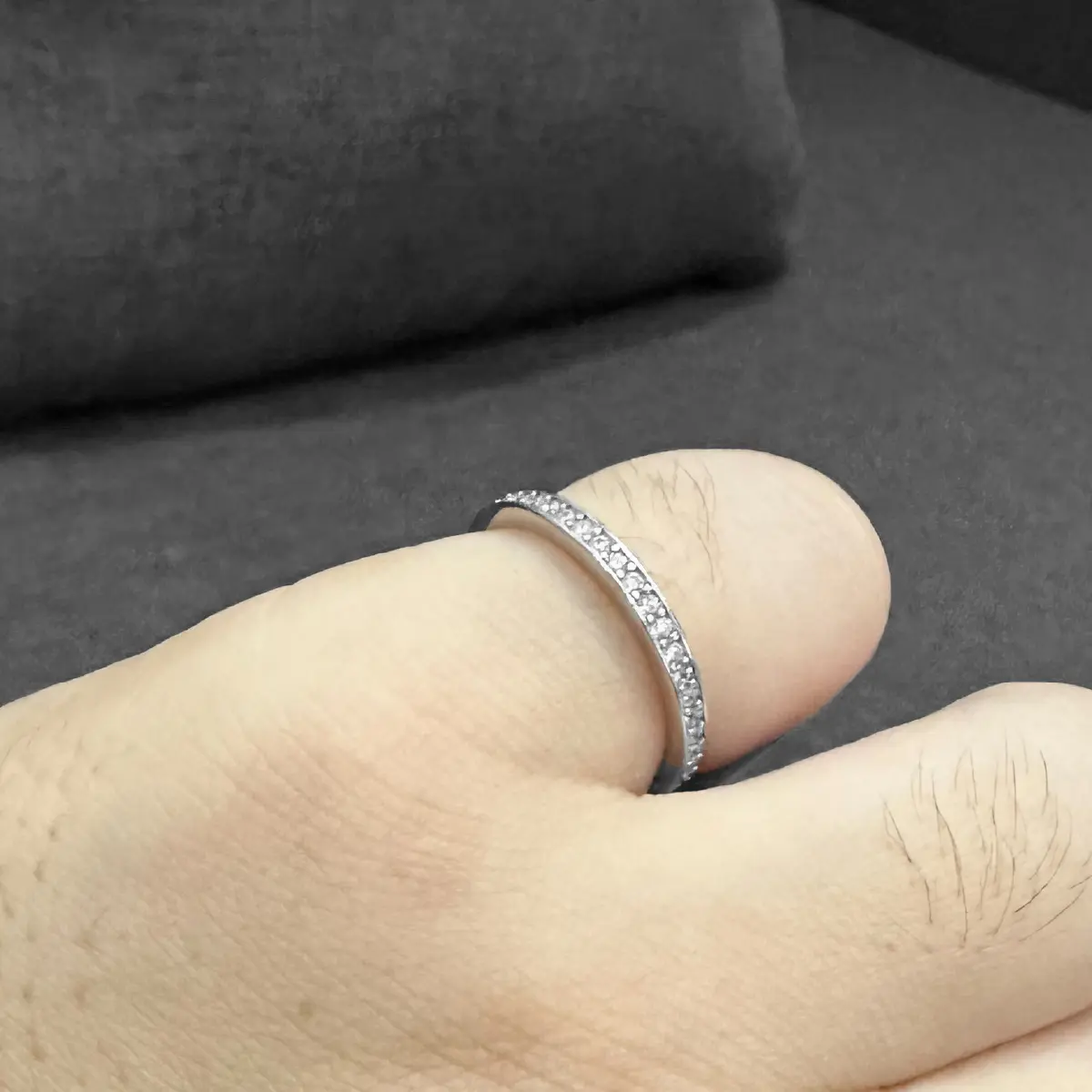 แหวนเงินเพชรแถว Minimal 01