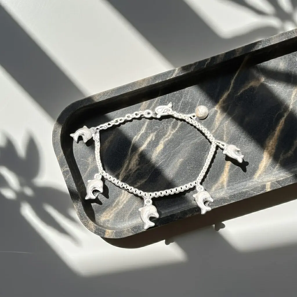 กำไลเงินแท้ ลายโลมา ใหม่